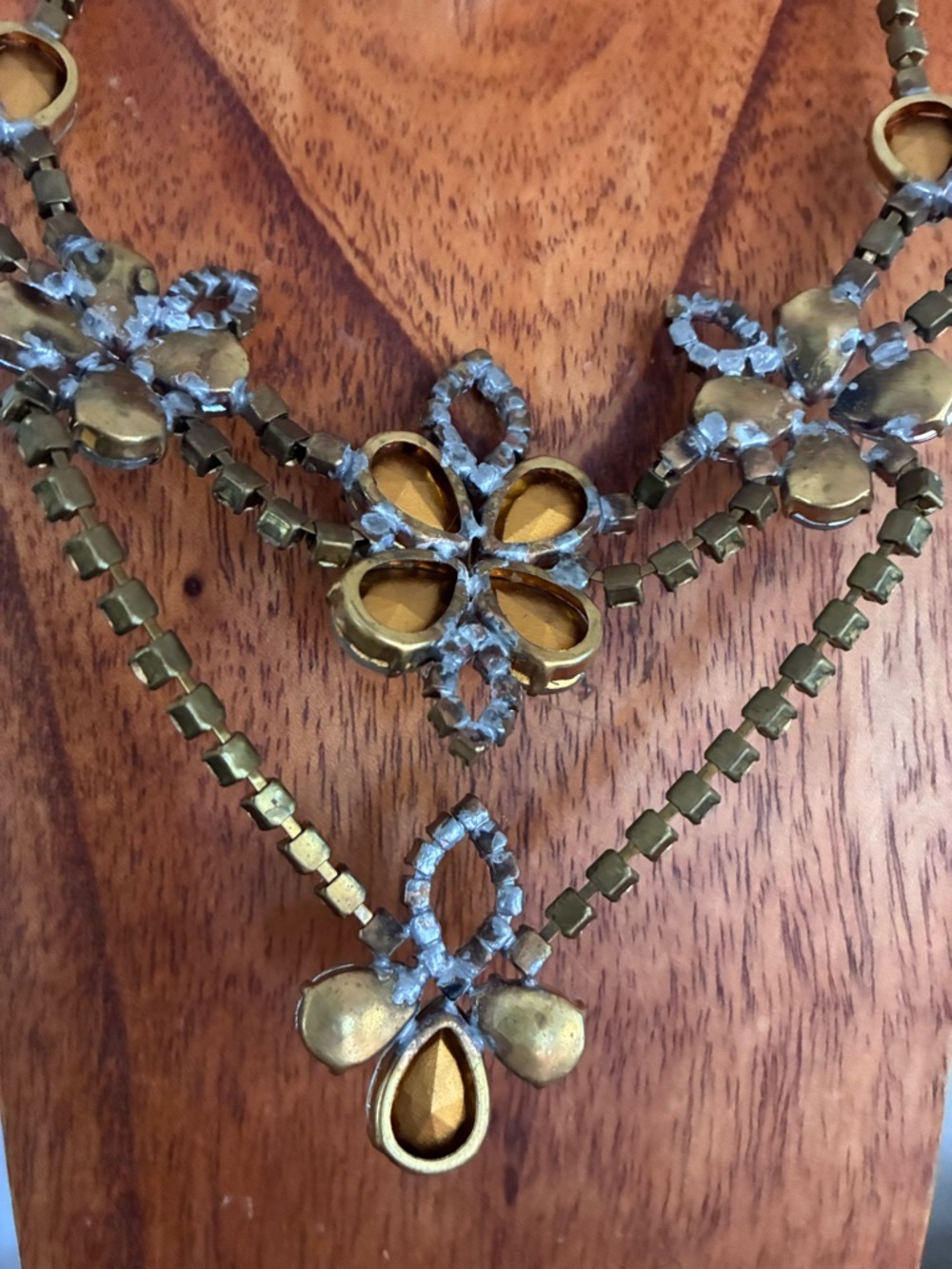 Antique Crystal Floral Multi-Strand Statement Necklace Husar D - Picture 7 of 7